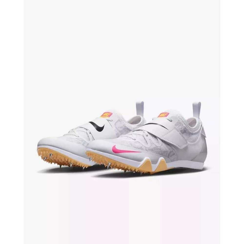 Nike Men Pole Vault Elite Track Field Spike AA1204-101 White Neon Pink Size 12.5